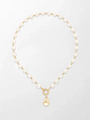 Akoya Pearl Necklace with Split Bezel Pear Pendant