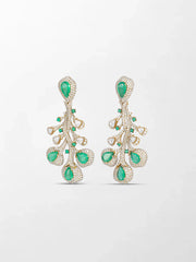 Emerald and Diamond Bloom Chandelier Earrings