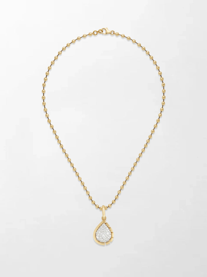 Split Bezel Snow Teardrop Pendant with Ball Chain