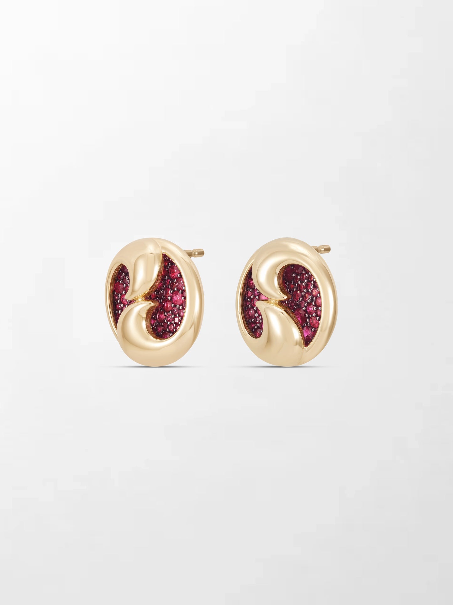 Yin - Yang Flick Ruby Studs