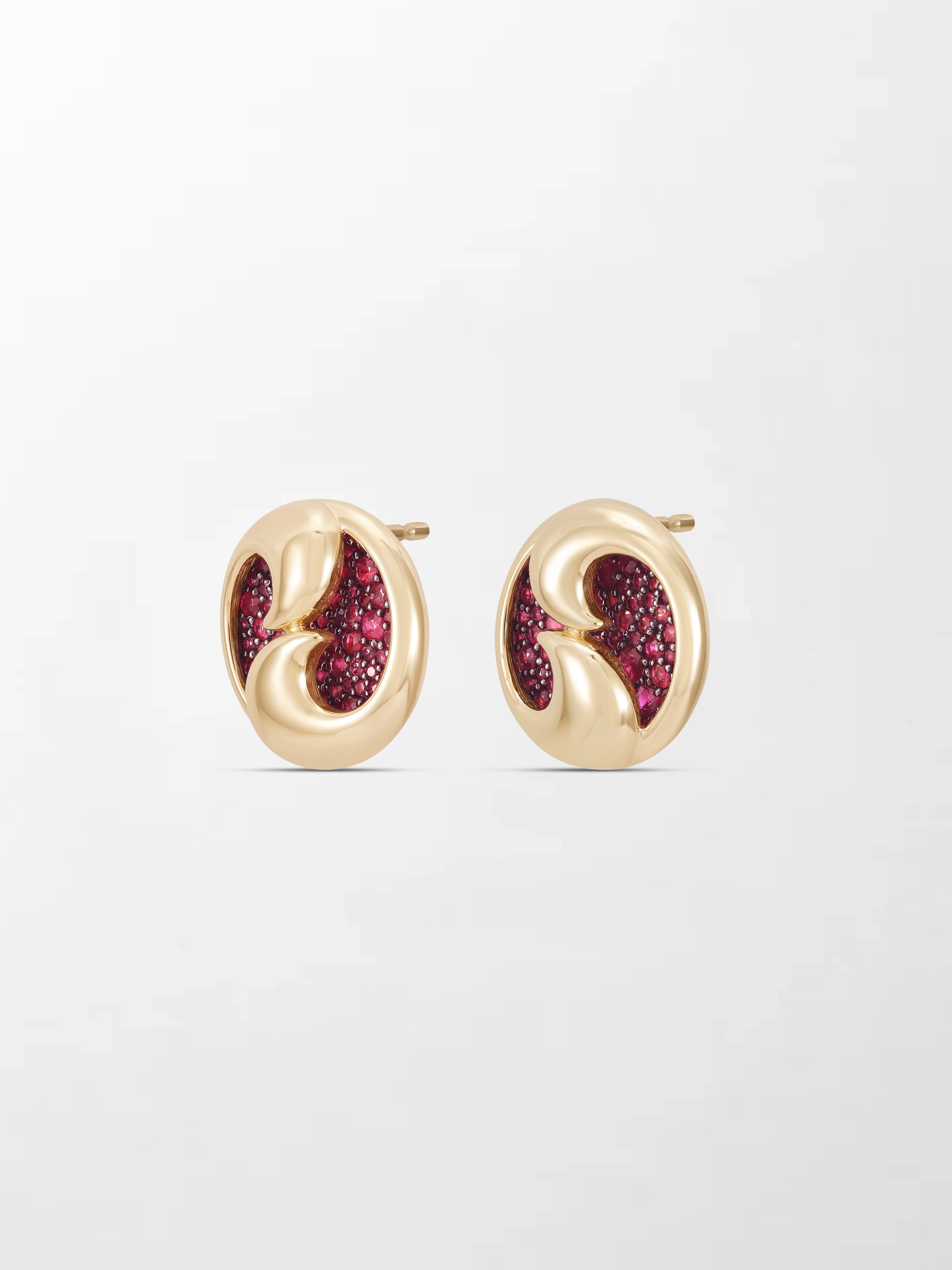 Yin - Yang Flick Ruby Studs