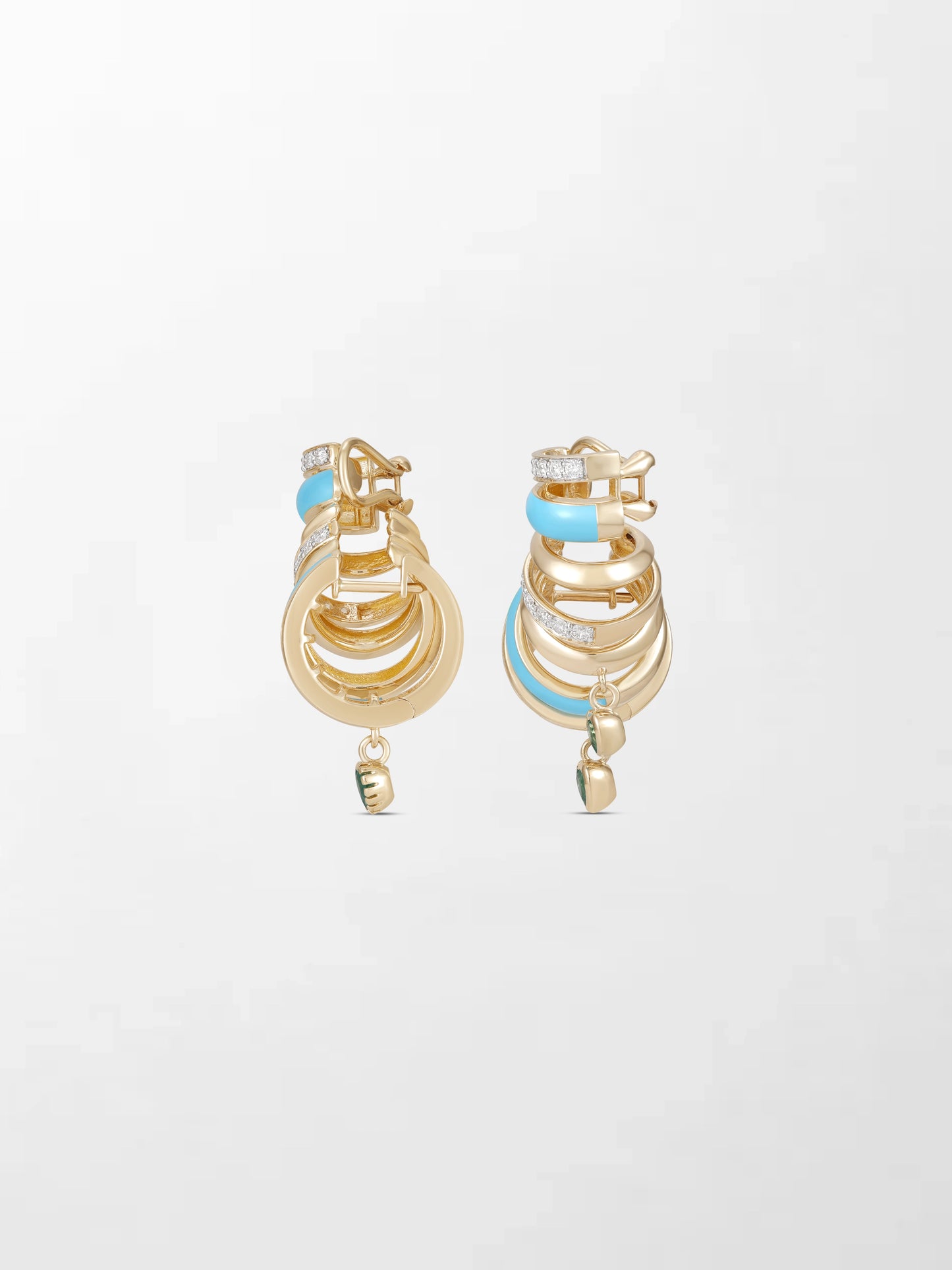 Blue Enamel Heart Mismatch Emerald Climbers