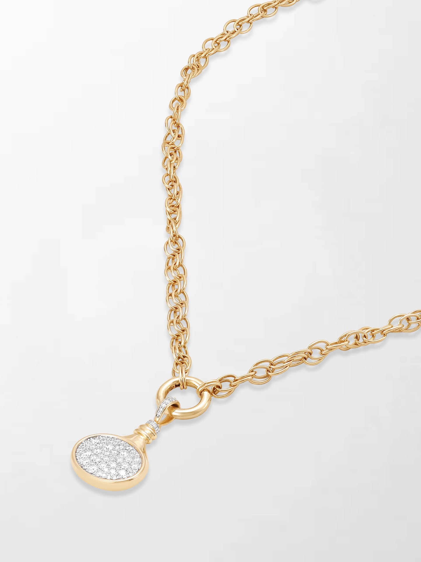 Oval Motif Pave Pendent on Illusion Chain