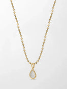 Split Bezel Snow Teardrop Pendant with Ball Chain