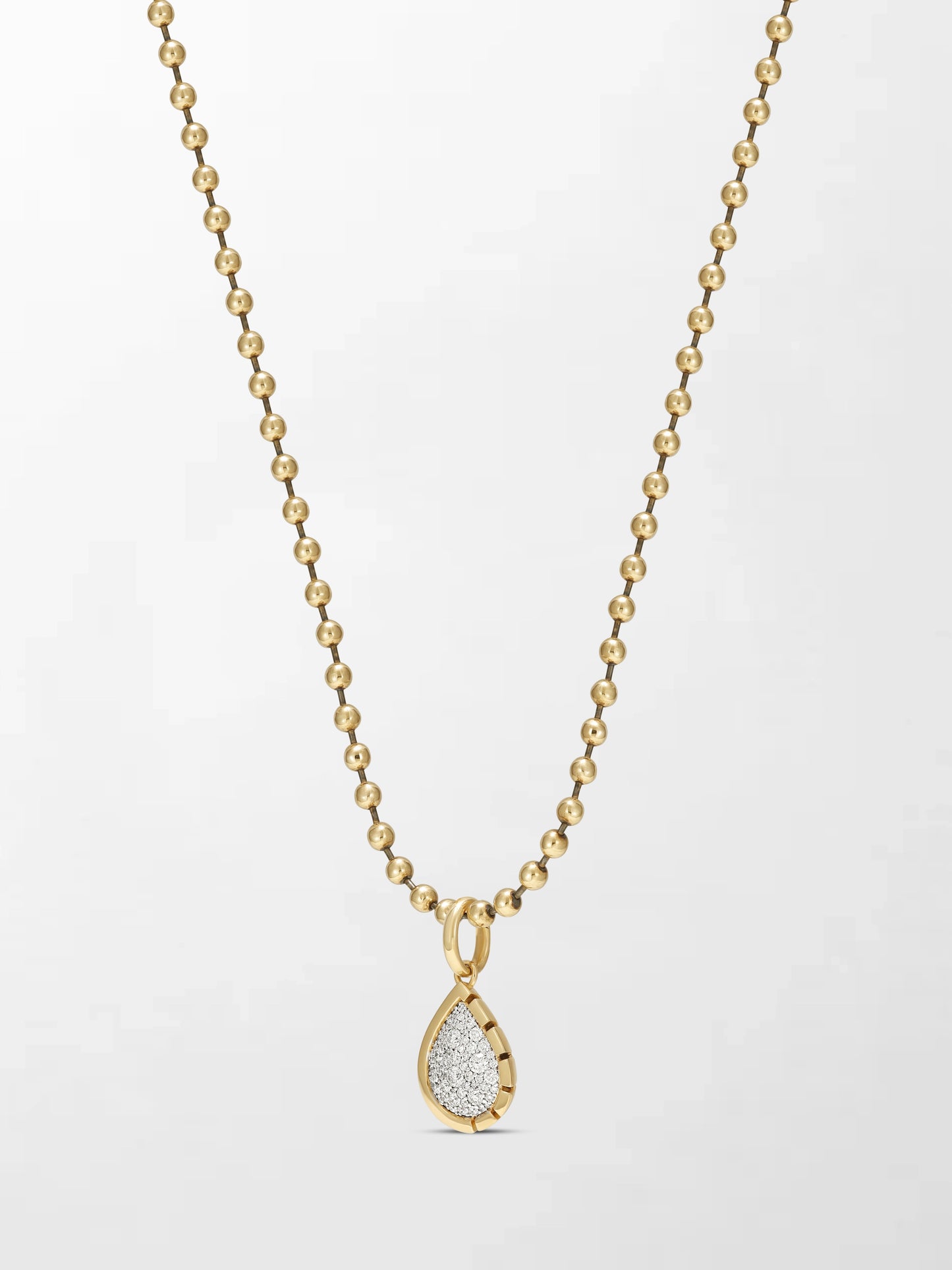 Split Bezel Snow Teardrop Pendant with Ball Chain