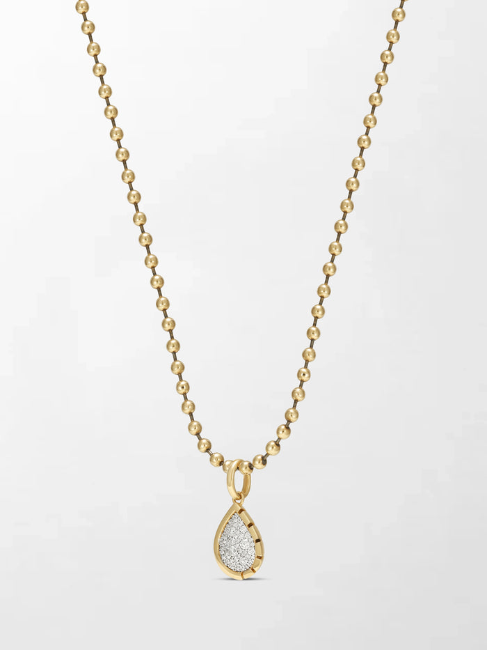 Split Bezel Snow Teardrop Pendant with Ball Chain