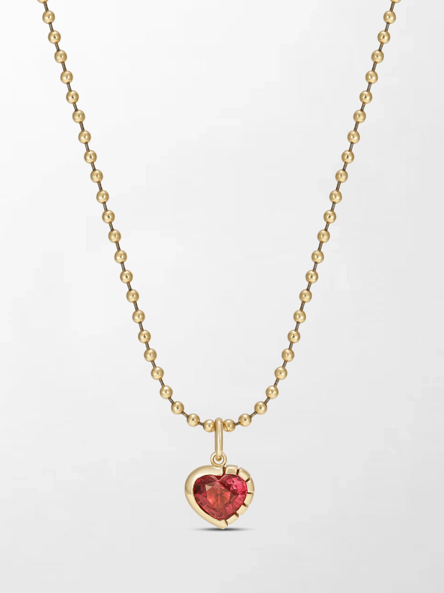 Split Bezel Ruby Pendant with Ball Chain