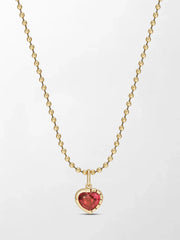 Split Bezel Ruby Pendant with Ball Chain