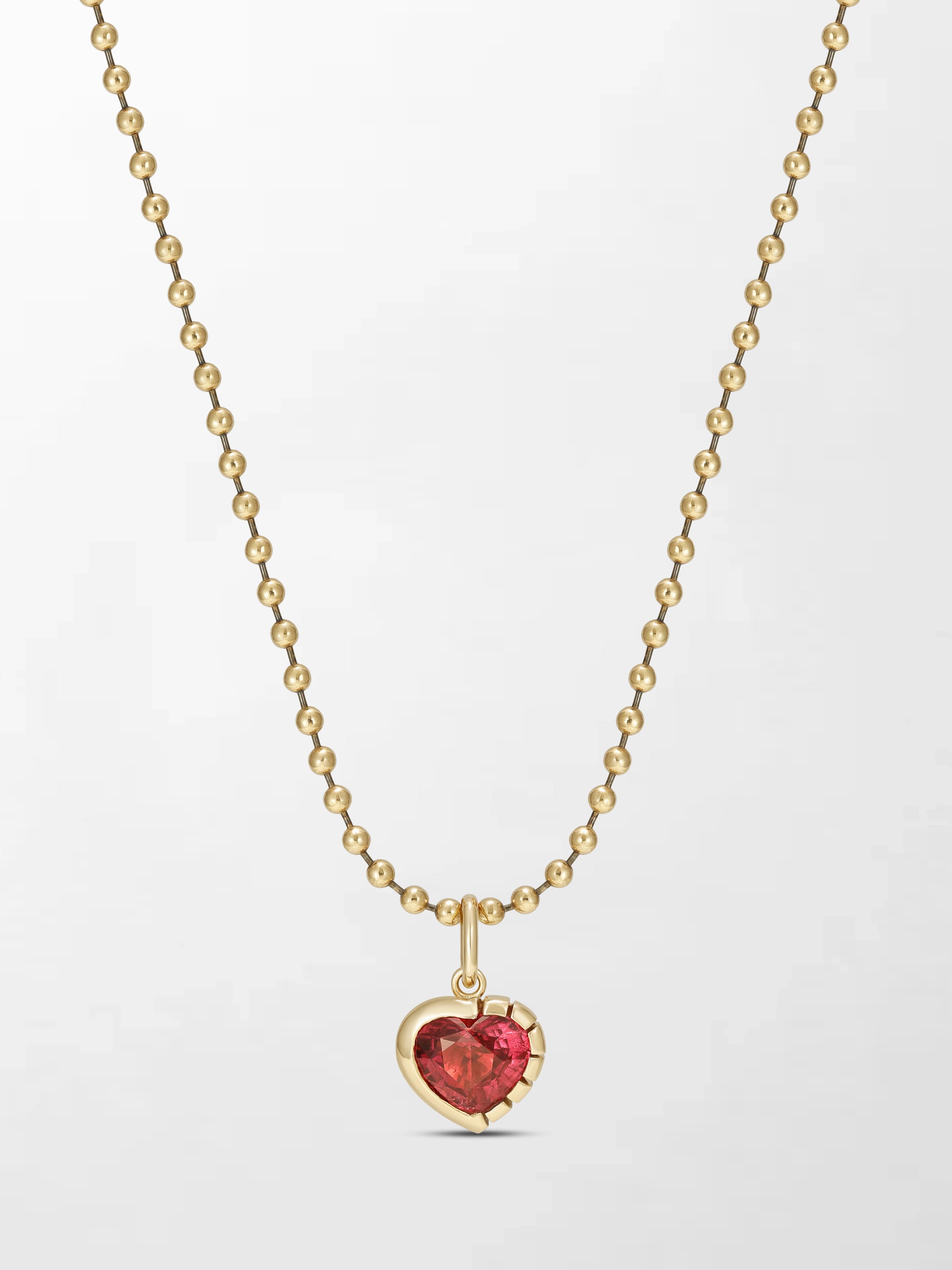 Split Bezel Ruby Pendant with Ball Chain