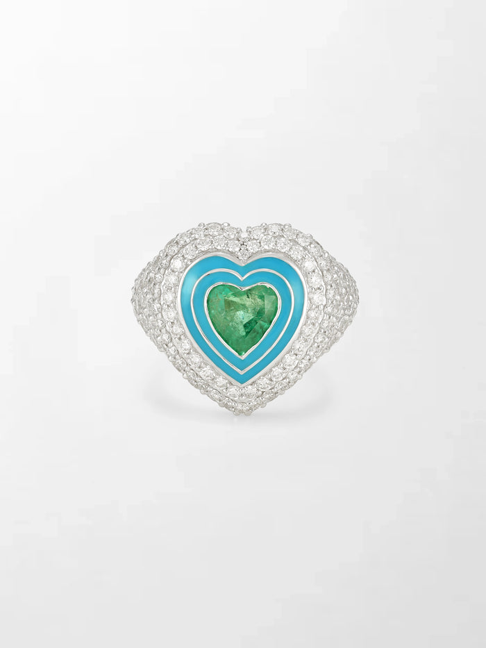 Emerald Heart Pavé Diamond Ring