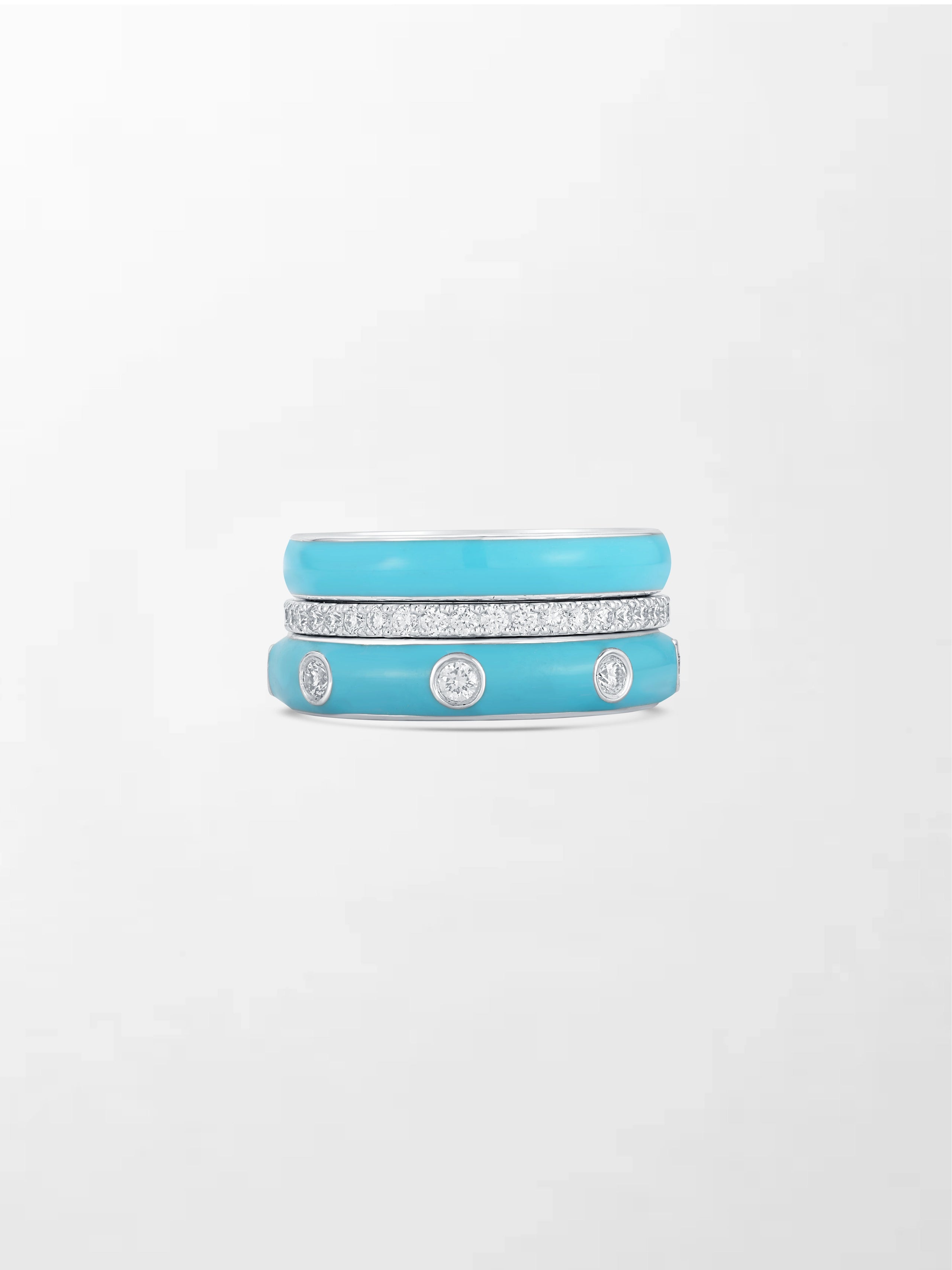 Blue Enamel Stack Ring