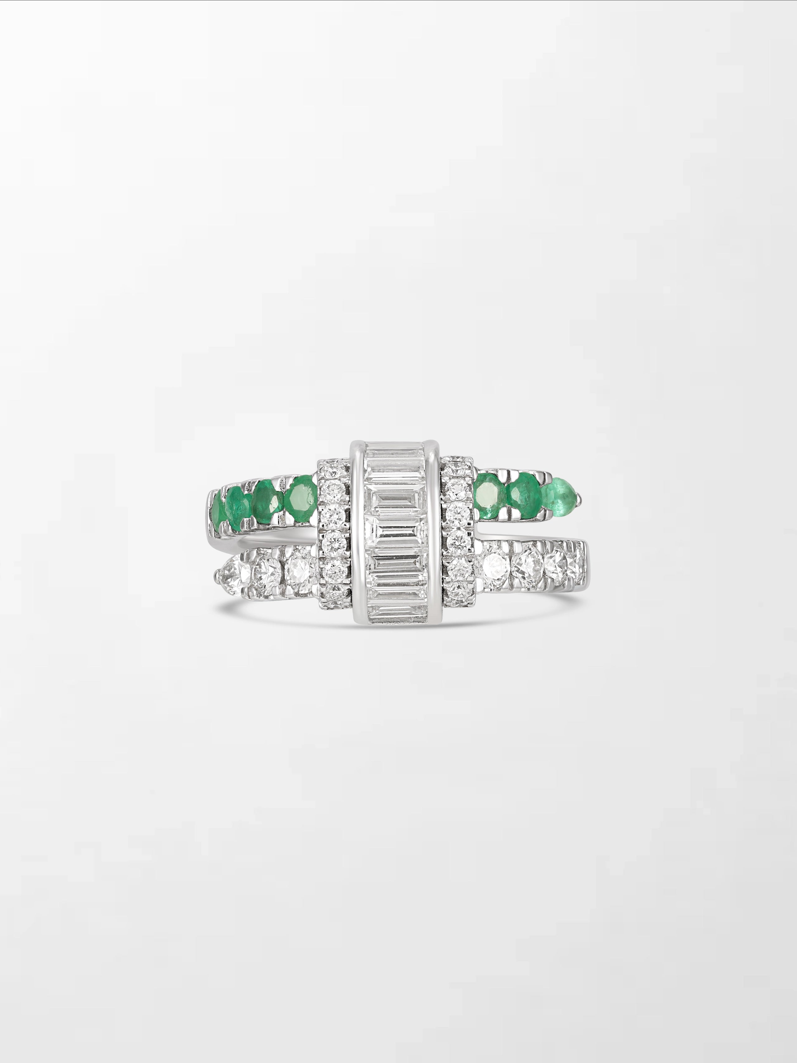 Emerald Baguette Clasp Ring