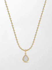 Split Bezel Snow Teardrop Pendant with Ball Chain