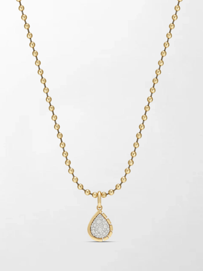 Split Bezel Snow Teardrop Pendant with Ball Chain