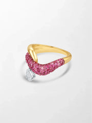 Wave Pear Drop Ring
