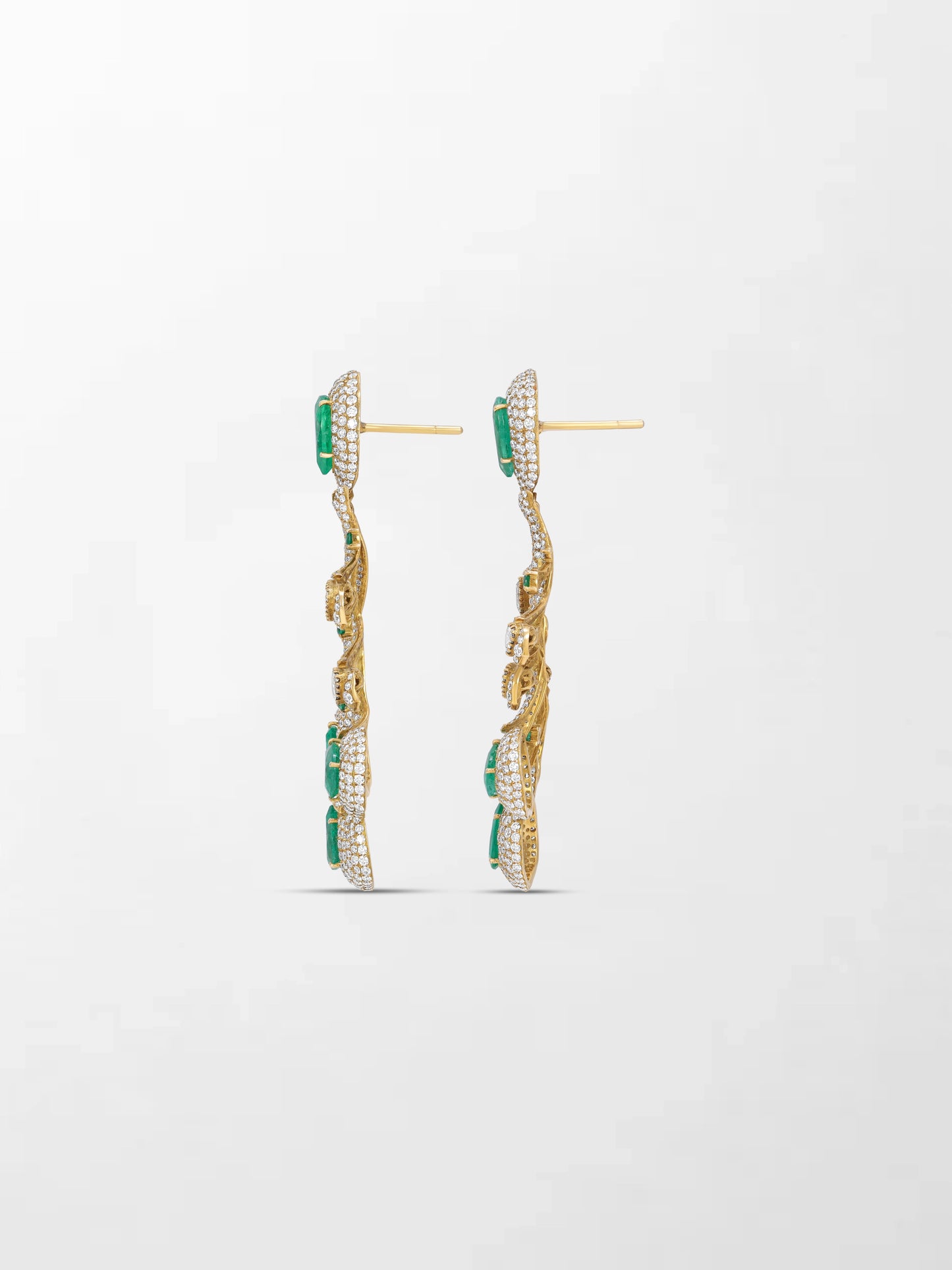 Emerald and Diamond Bloom Chandelier Earrings