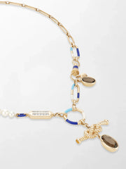 Sailor’s Knot Pearl & Smoky Quartz Necklace