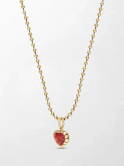 Split Bezel Ruby Pendant with Ball Chain