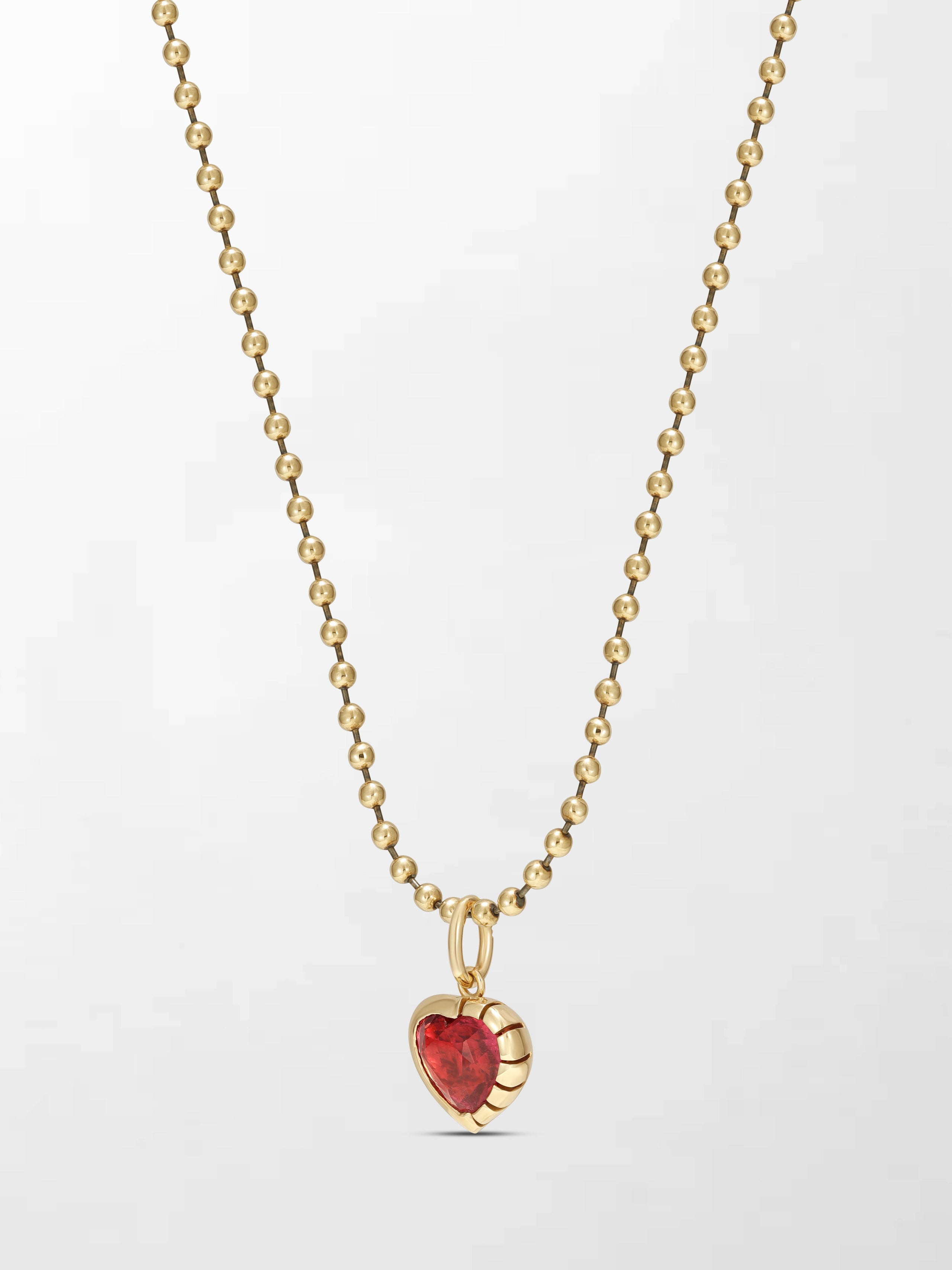 Split Bezel Ruby Pendant with Ball Chain