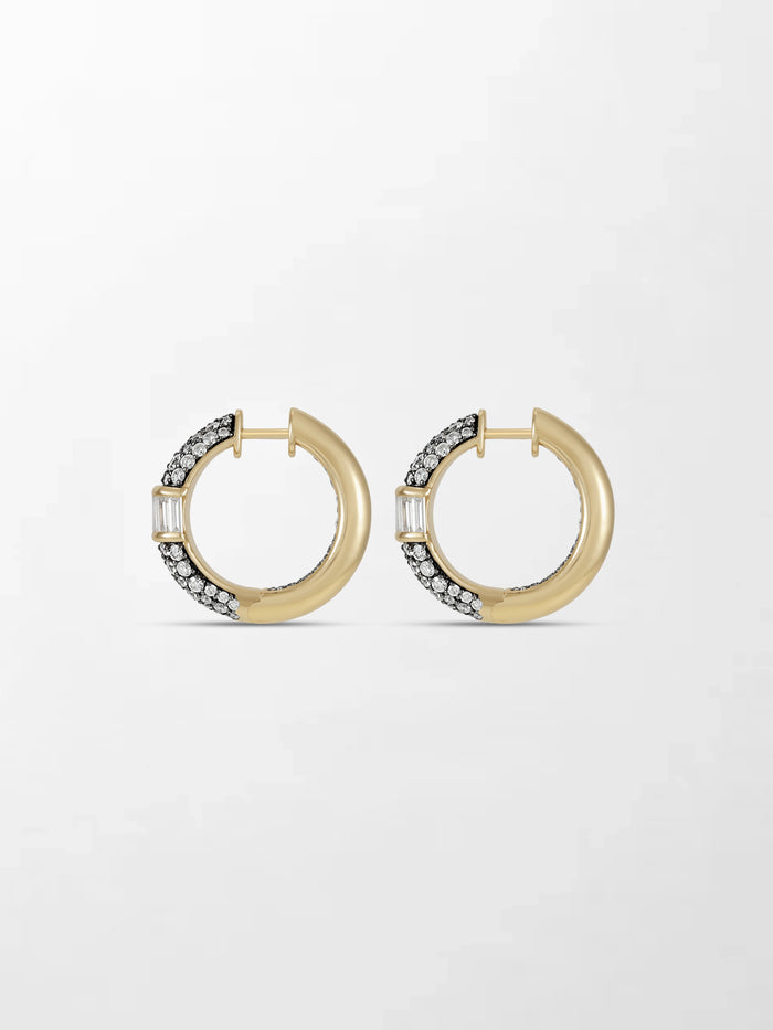 Rhodium Pavé Baguette hoops