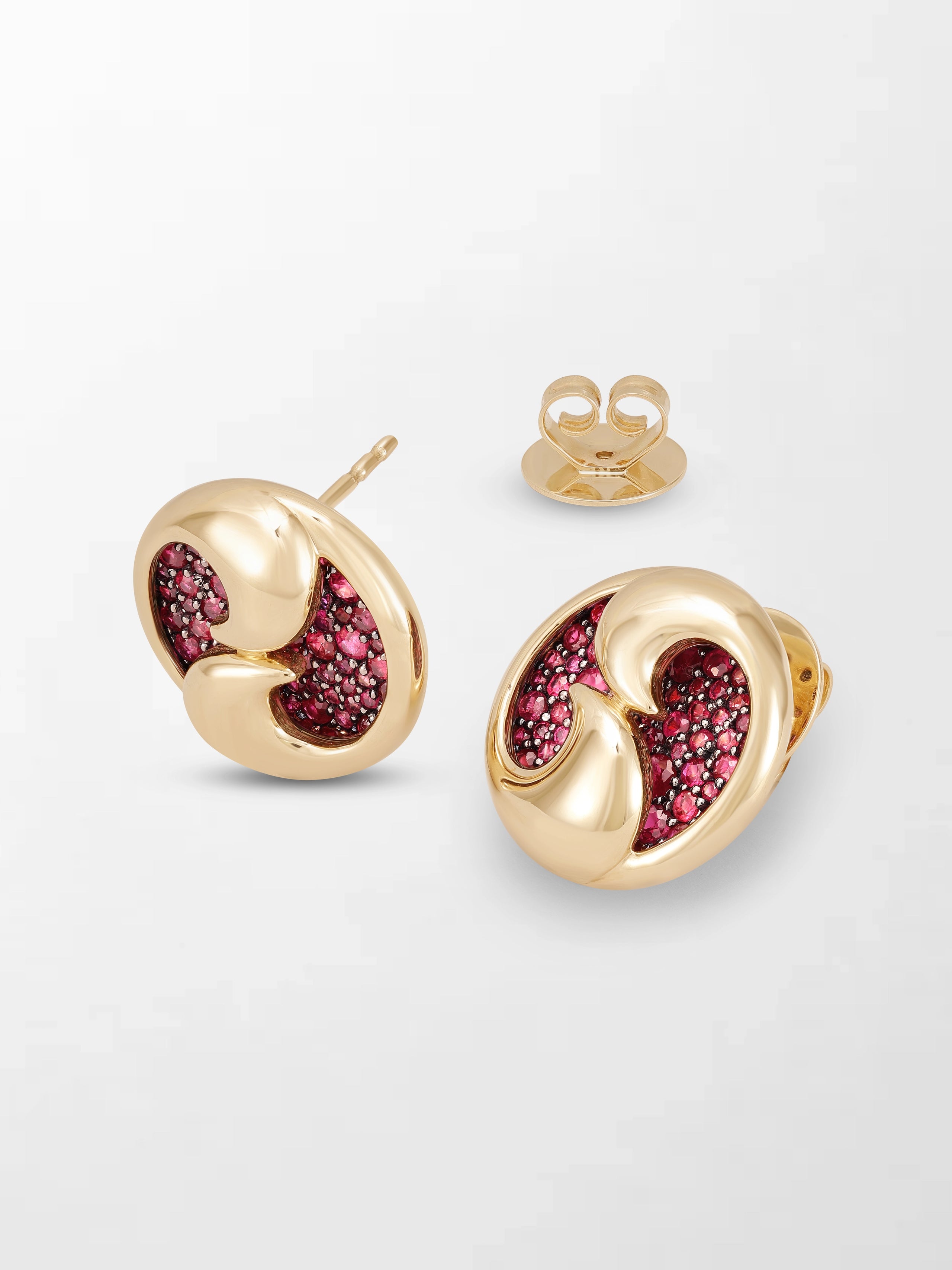 Yin - Yang Flick Ruby Studs