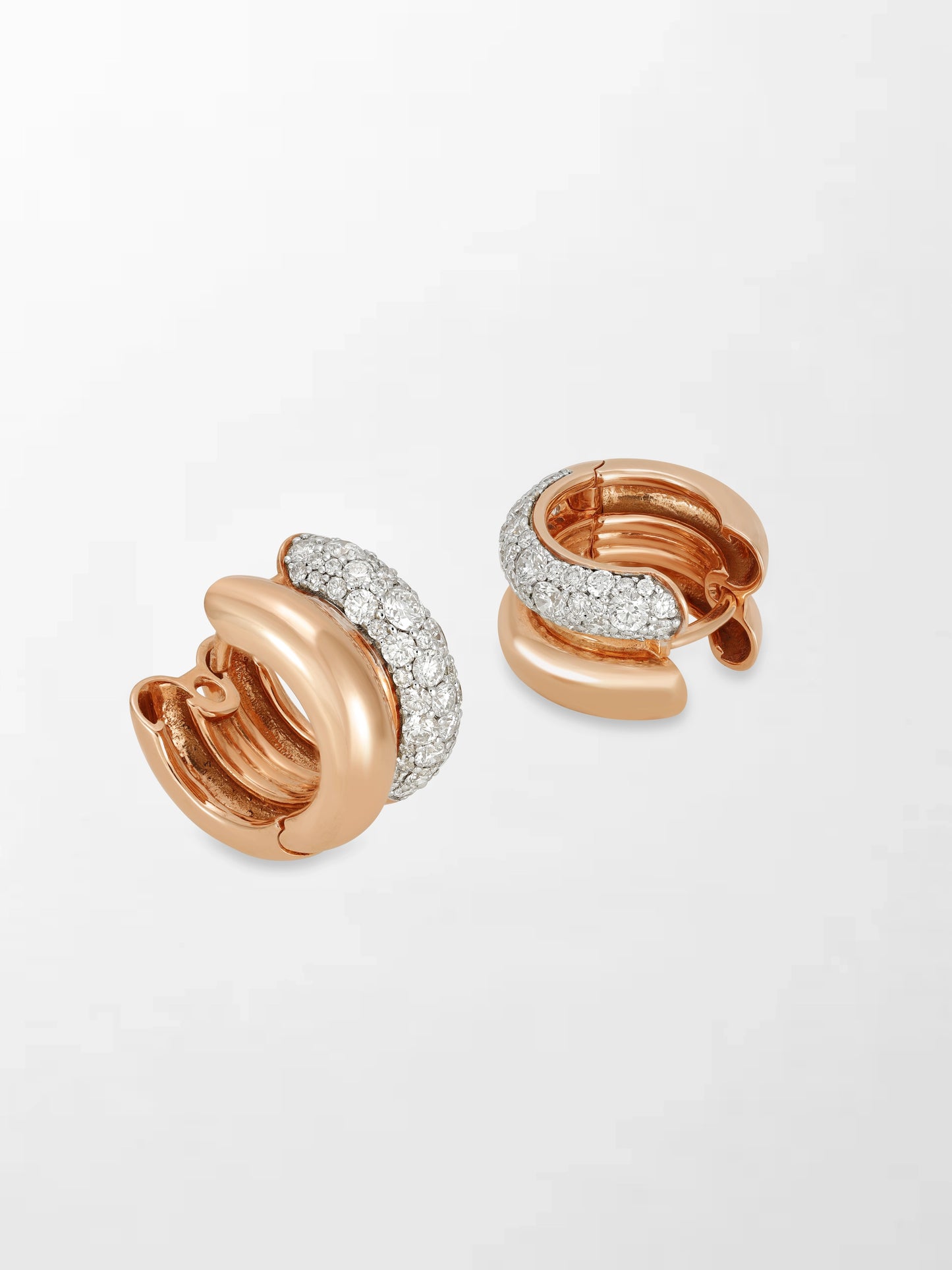 Duo Rose Pavé Huggie