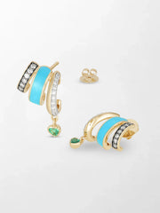 Blue Enamel Heart Emerald Claw