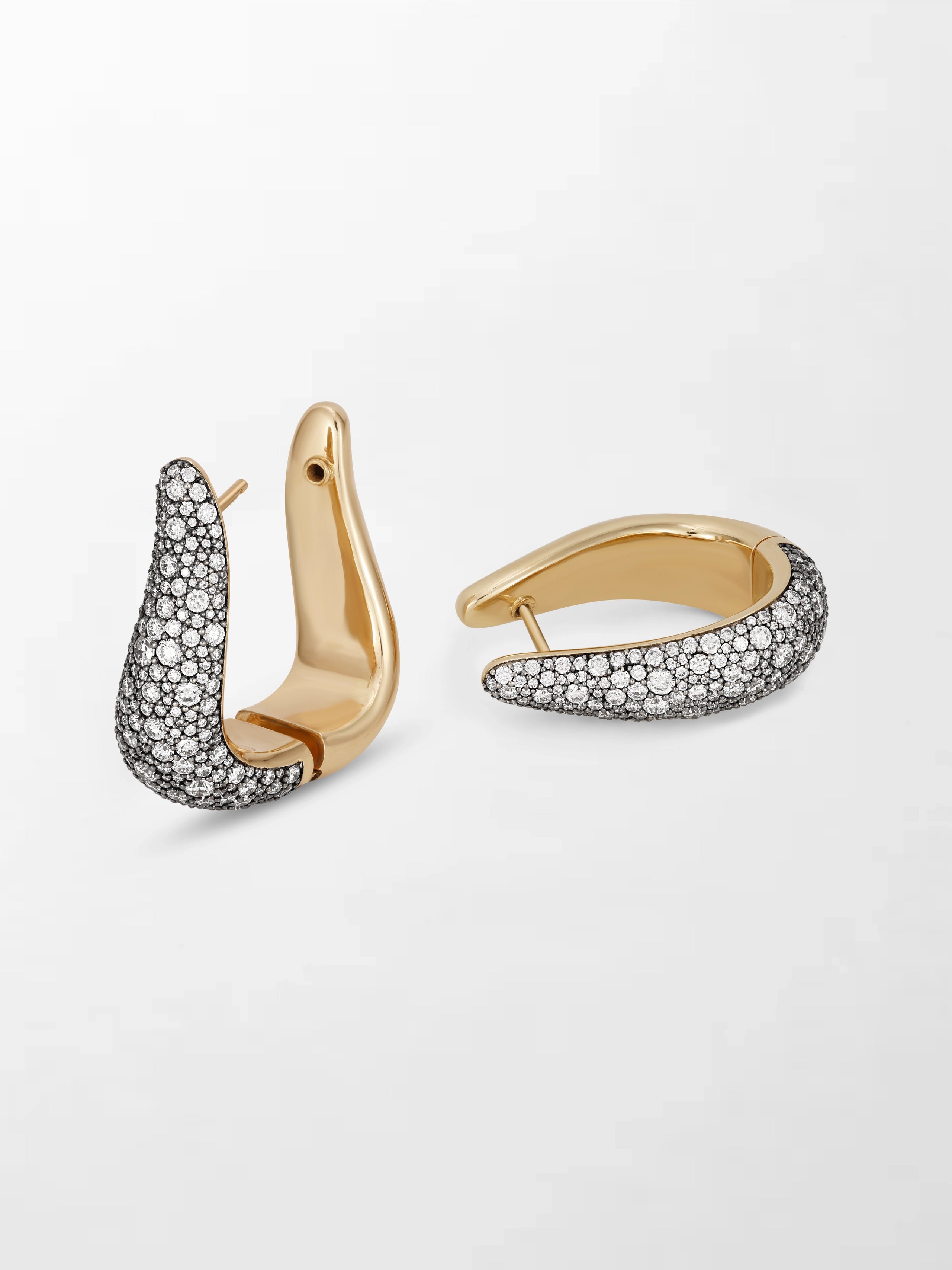 Snow Pave Wave Hoop Earrings