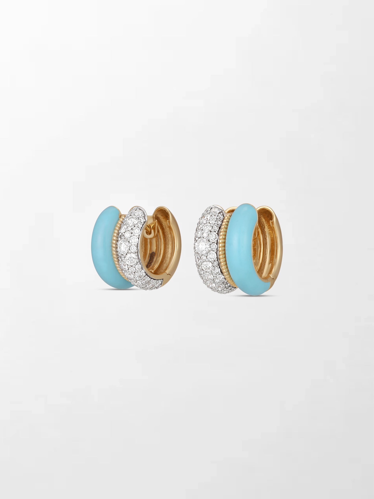 Duo Blue Enamel Pavé Huggie