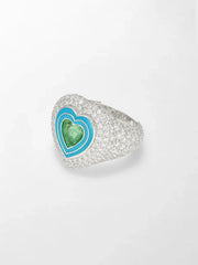 Emerald Heart Pavé Diamond Ring