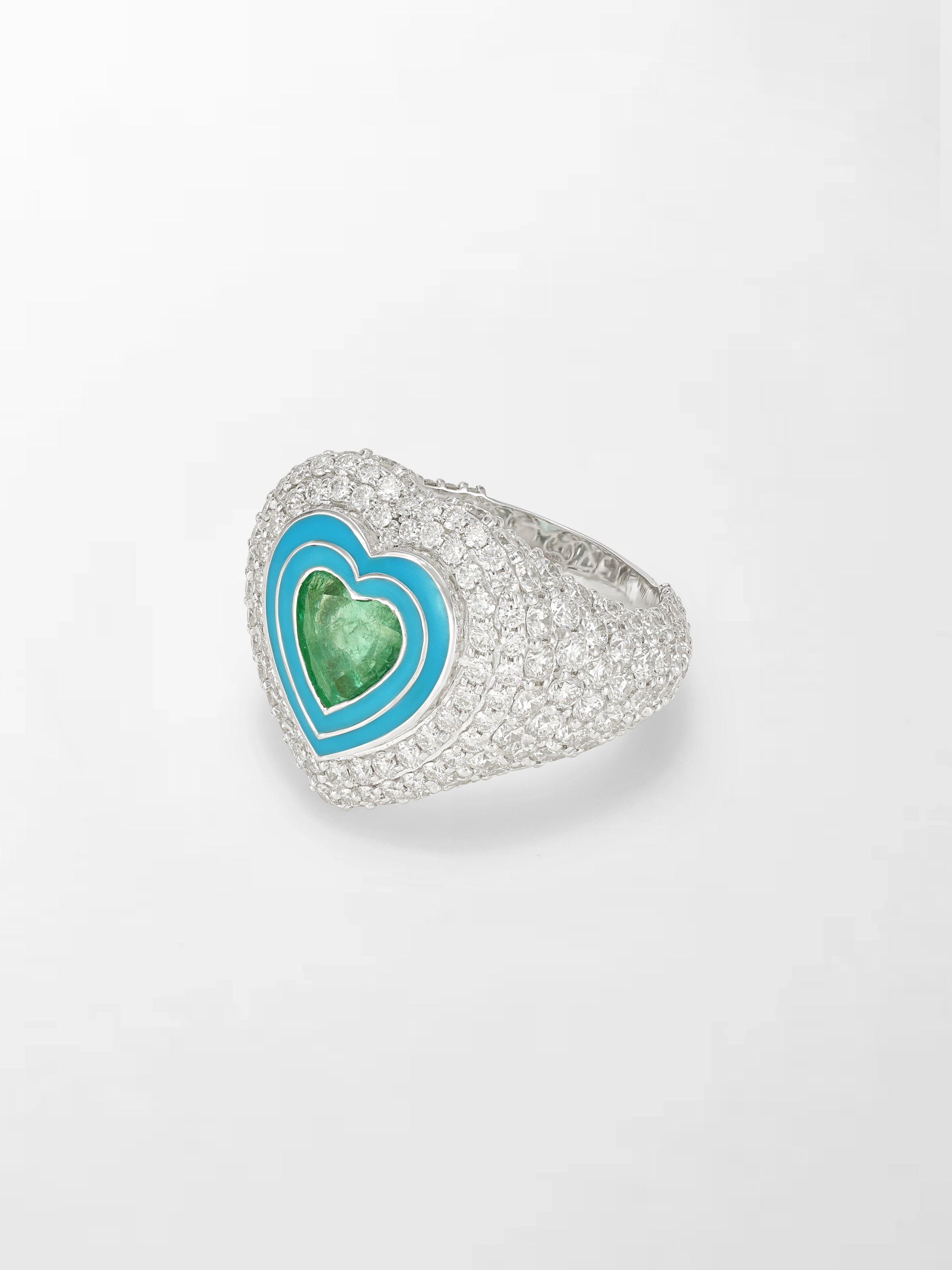Emerald Heart Pavé Diamond Ring