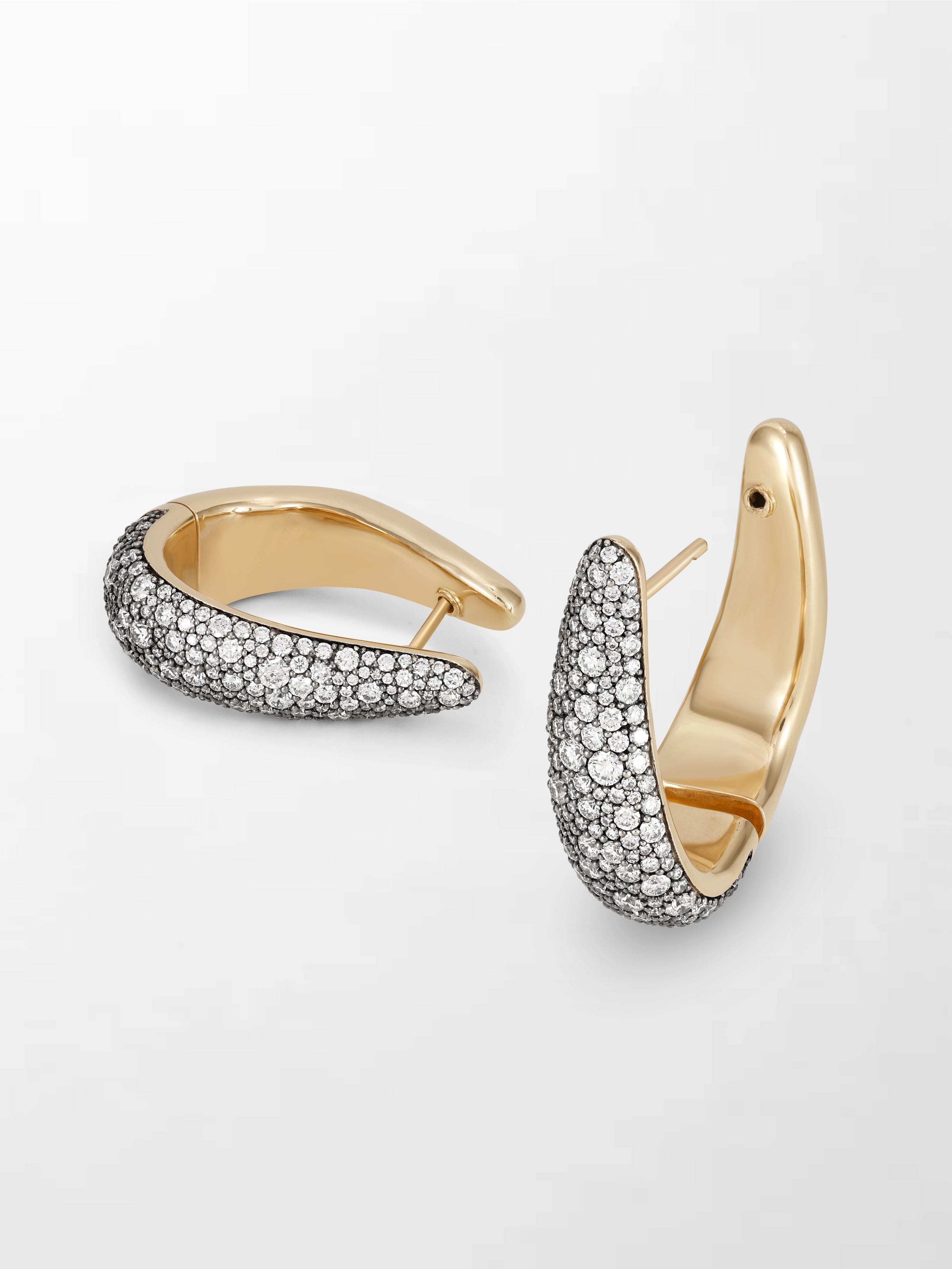 Snow Pave Wave Hoop Earrings