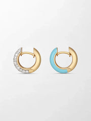 Duo Blue Enamel Pavé Huggie