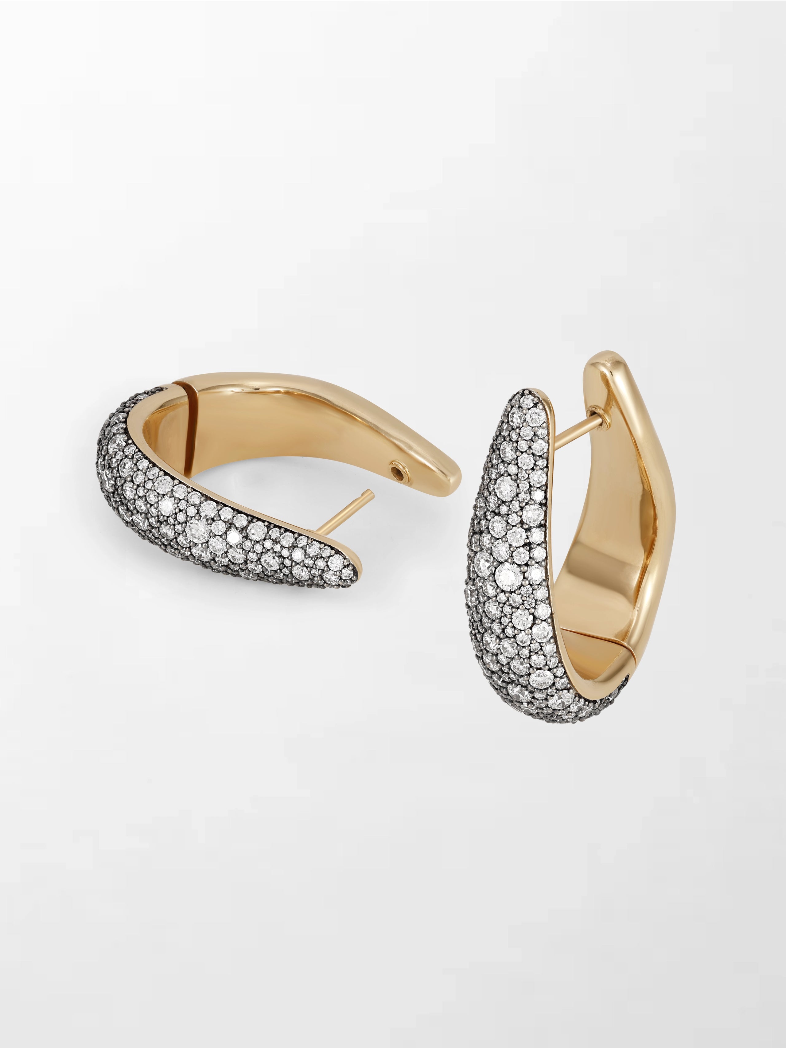 Snow Pave Wave Hoop Earrings