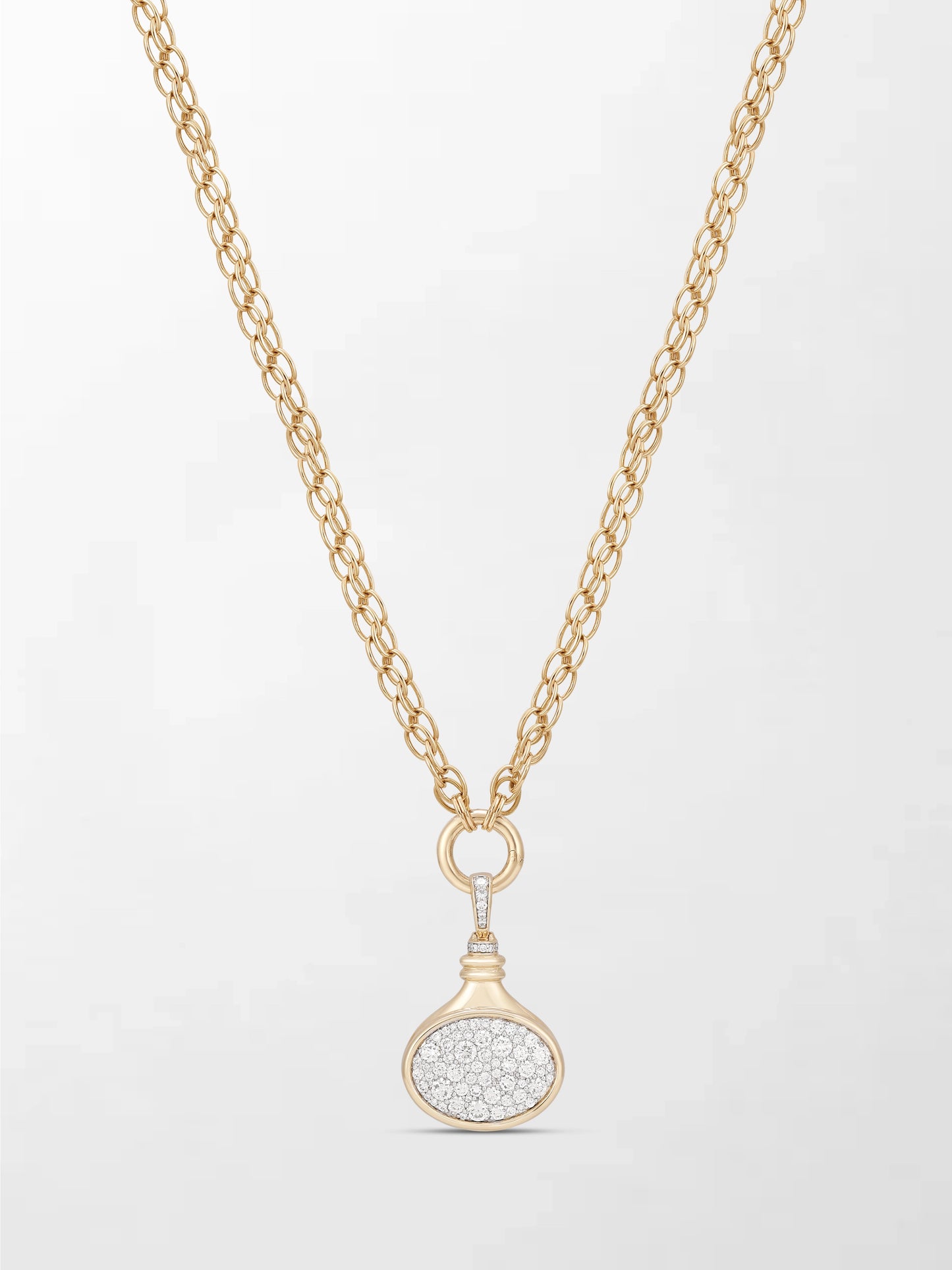 Oval Motif Pave Pendent on Illusion Chain