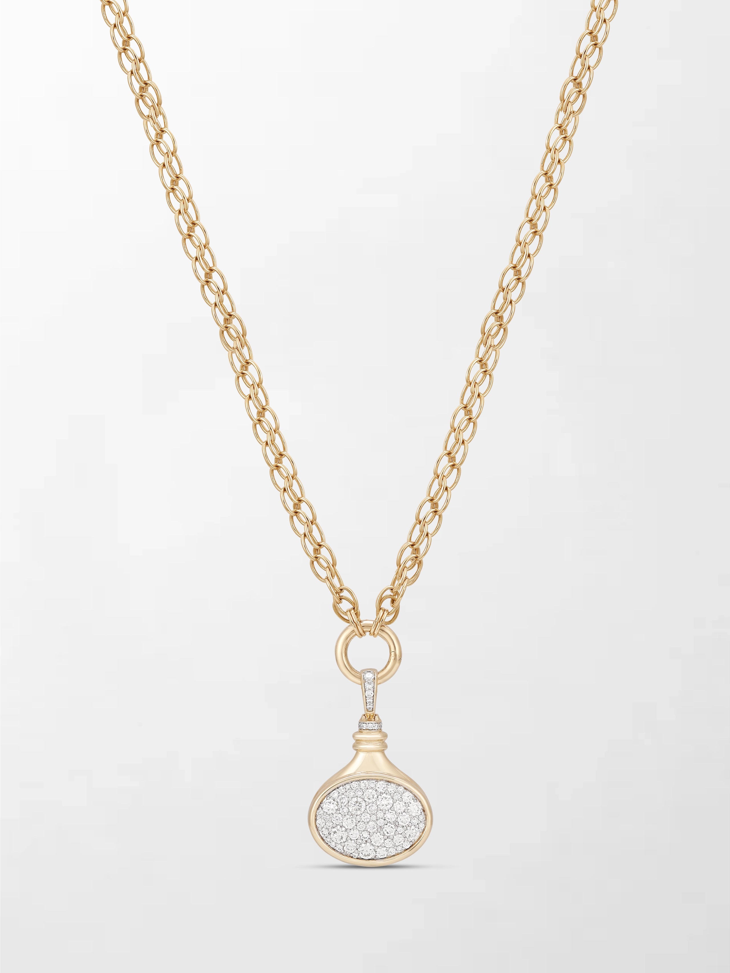 Oval Motif Pave Pendent on Illusion Chain