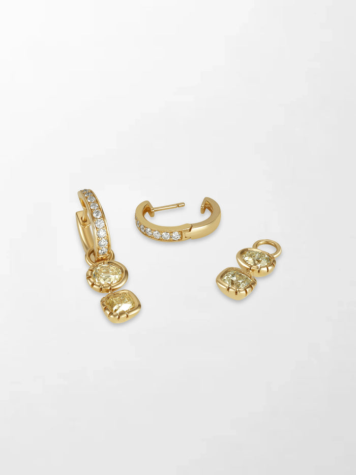 Split Bezel Huggie Drop Earring