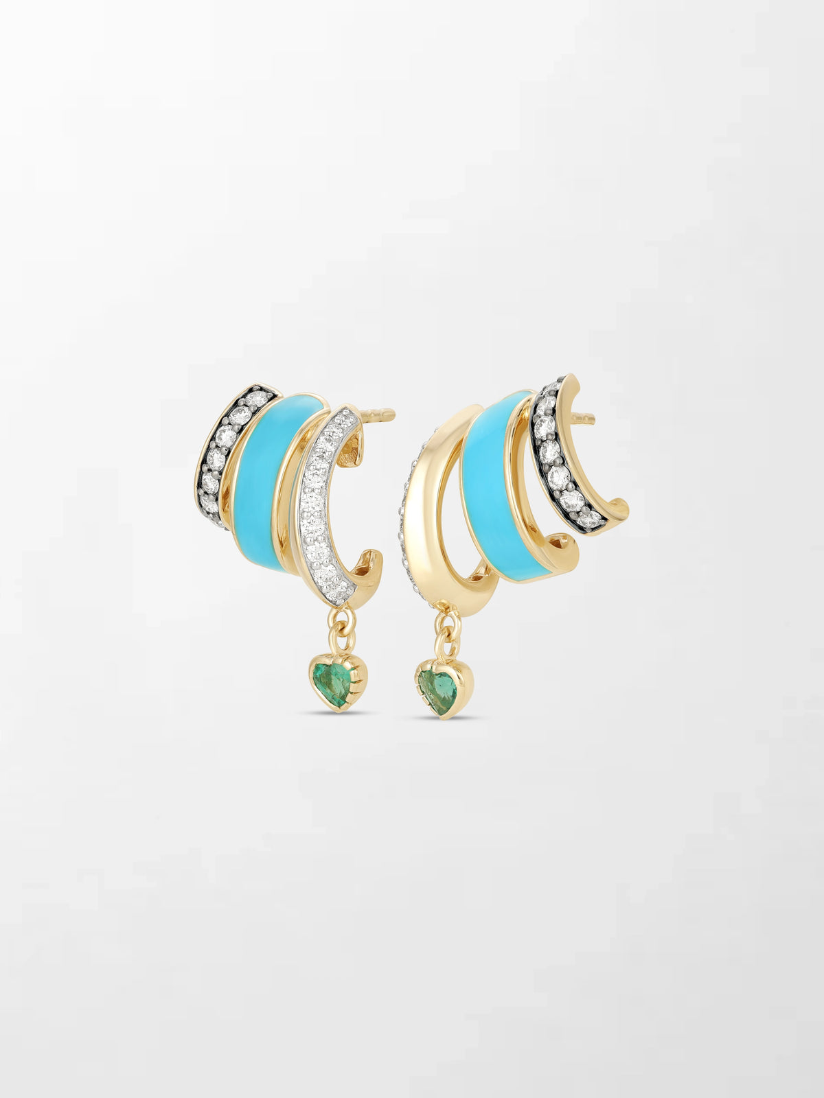 Blue Enamel Heart Emerald Claw