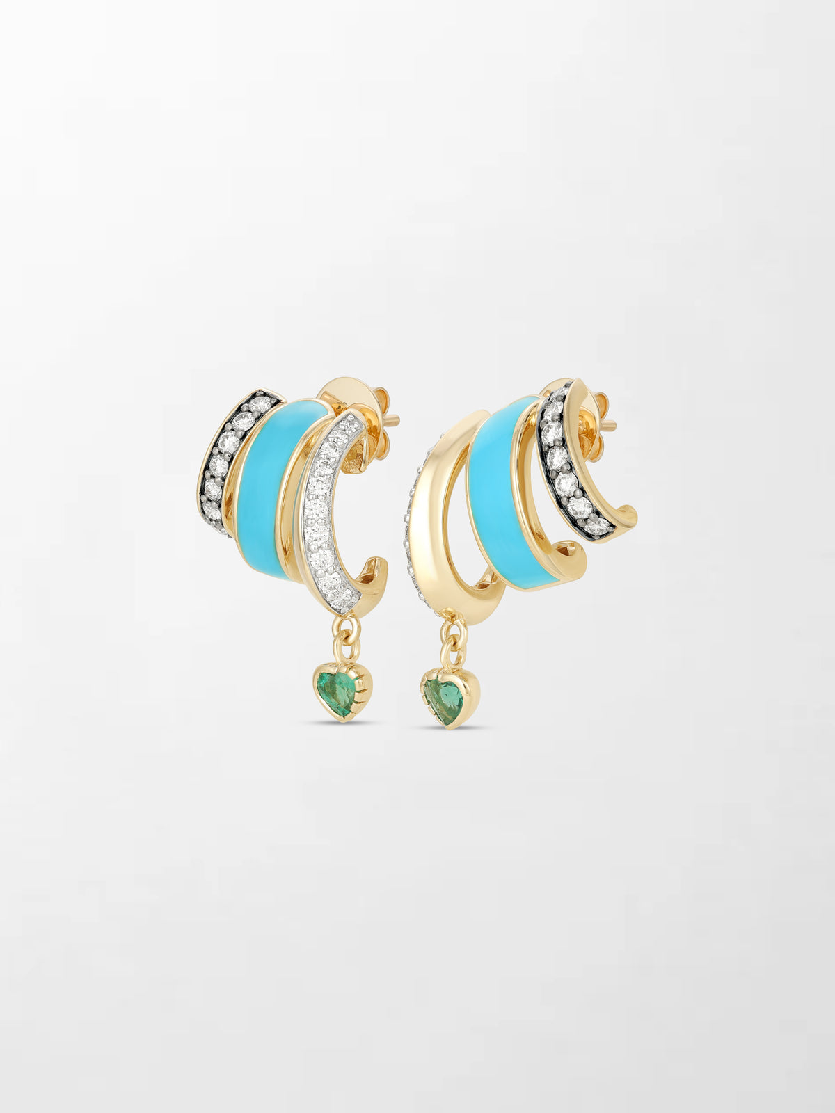Blue Enamel Heart Emerald Claw