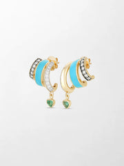 Blue Enamel Heart Emerald Claw