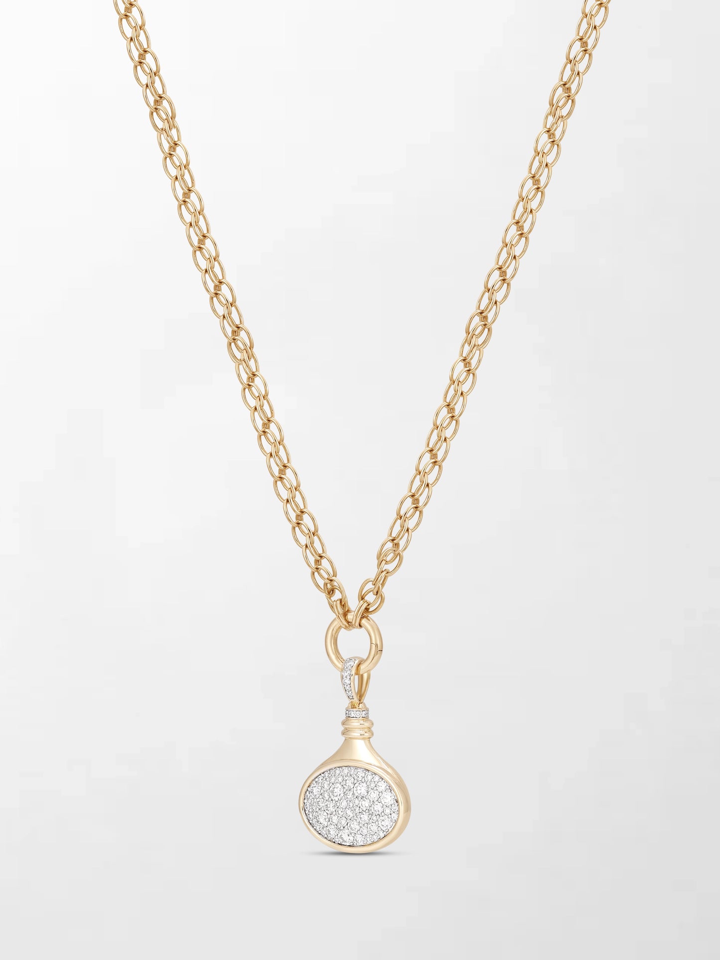 Oval Motif Pave Pendent on Illusion Chain