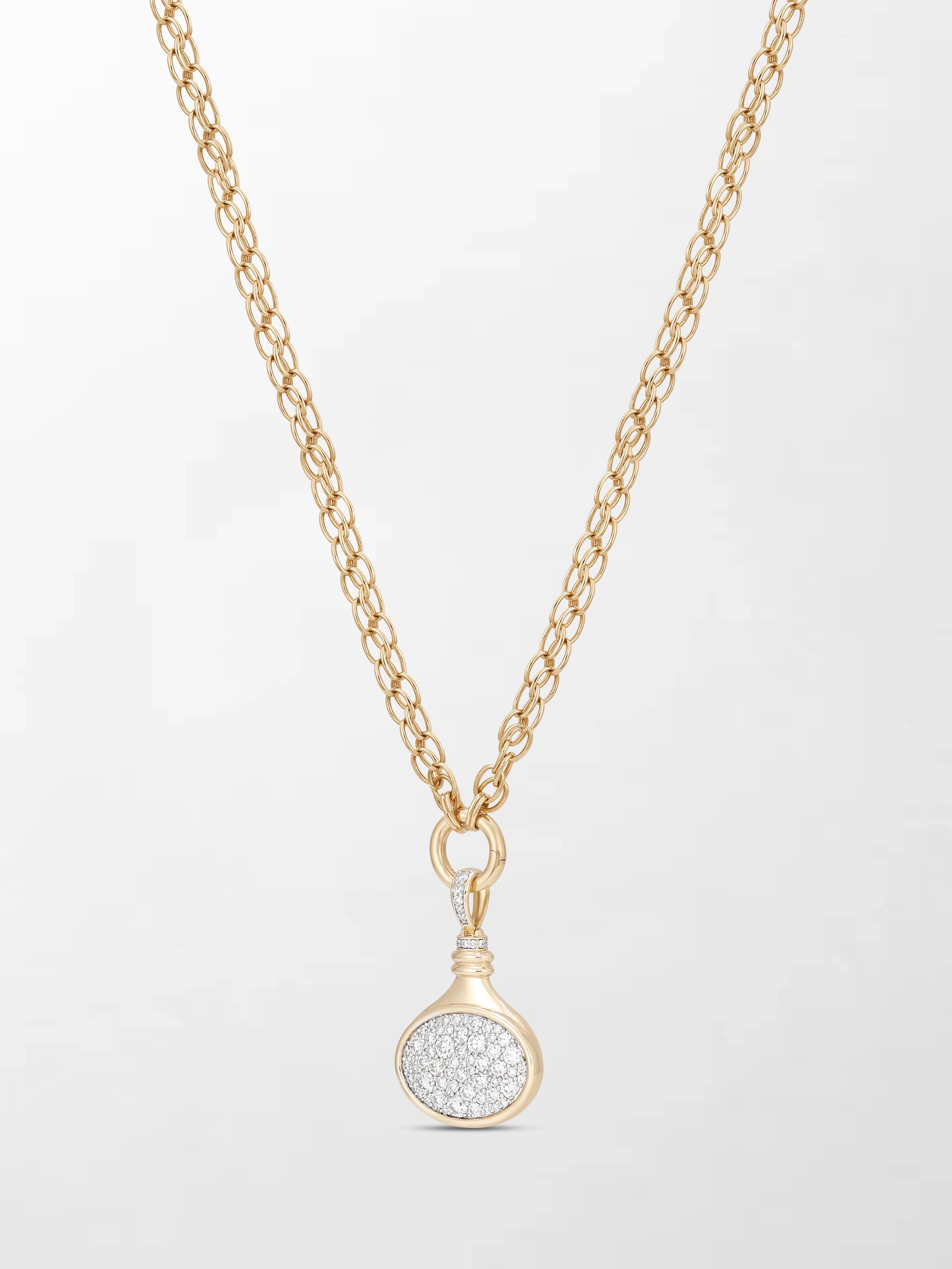 Oval Motif Pave Pendent on Illusion Chain