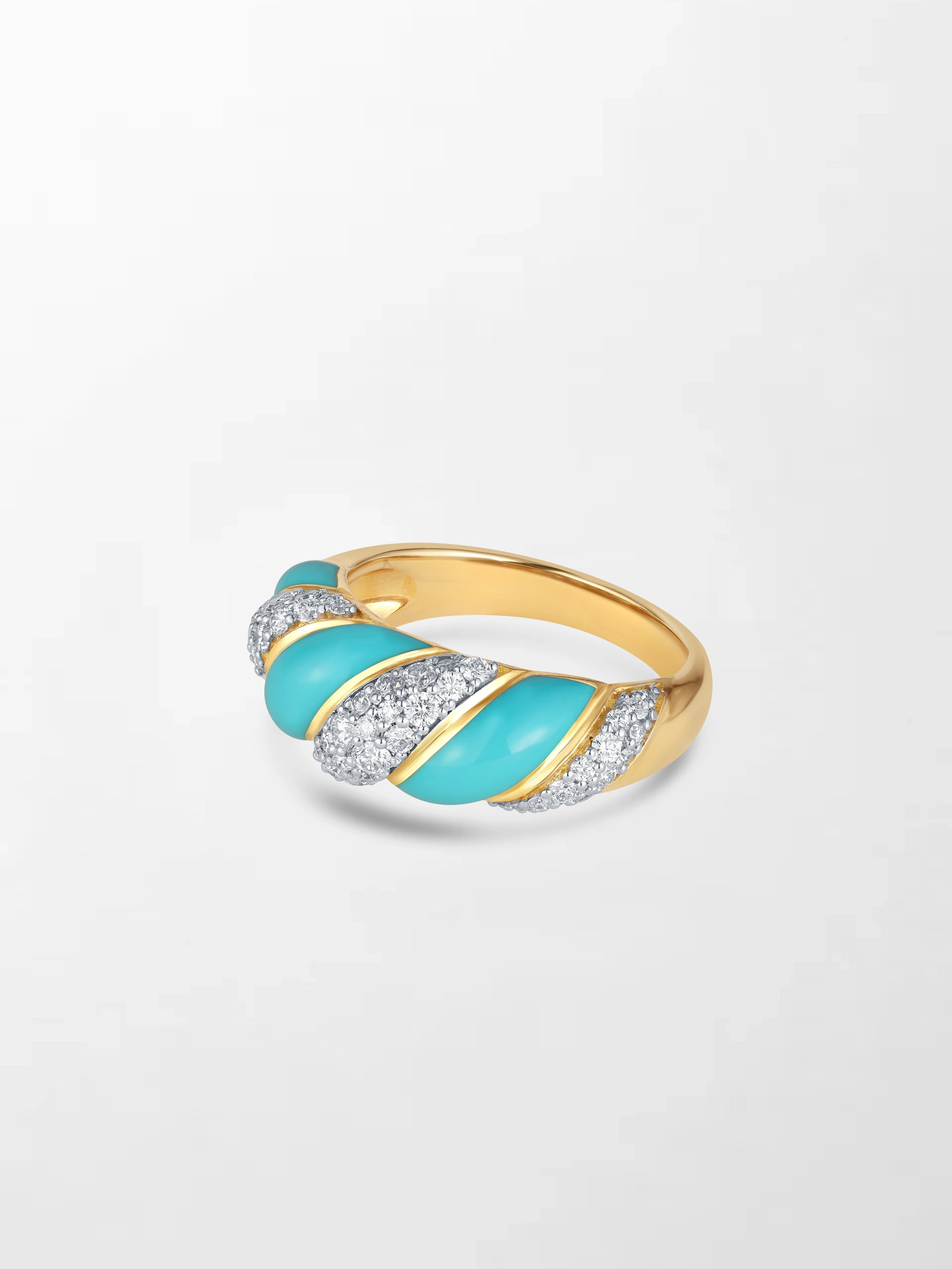 Blue Enamel Gold Diamond Band