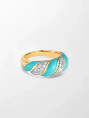 Blue Enamel Gold Diamond Band