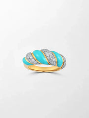 Blue Enamel Gold Diamond Band