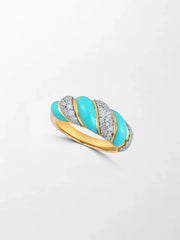 Blue Enamel Gold Diamond Band