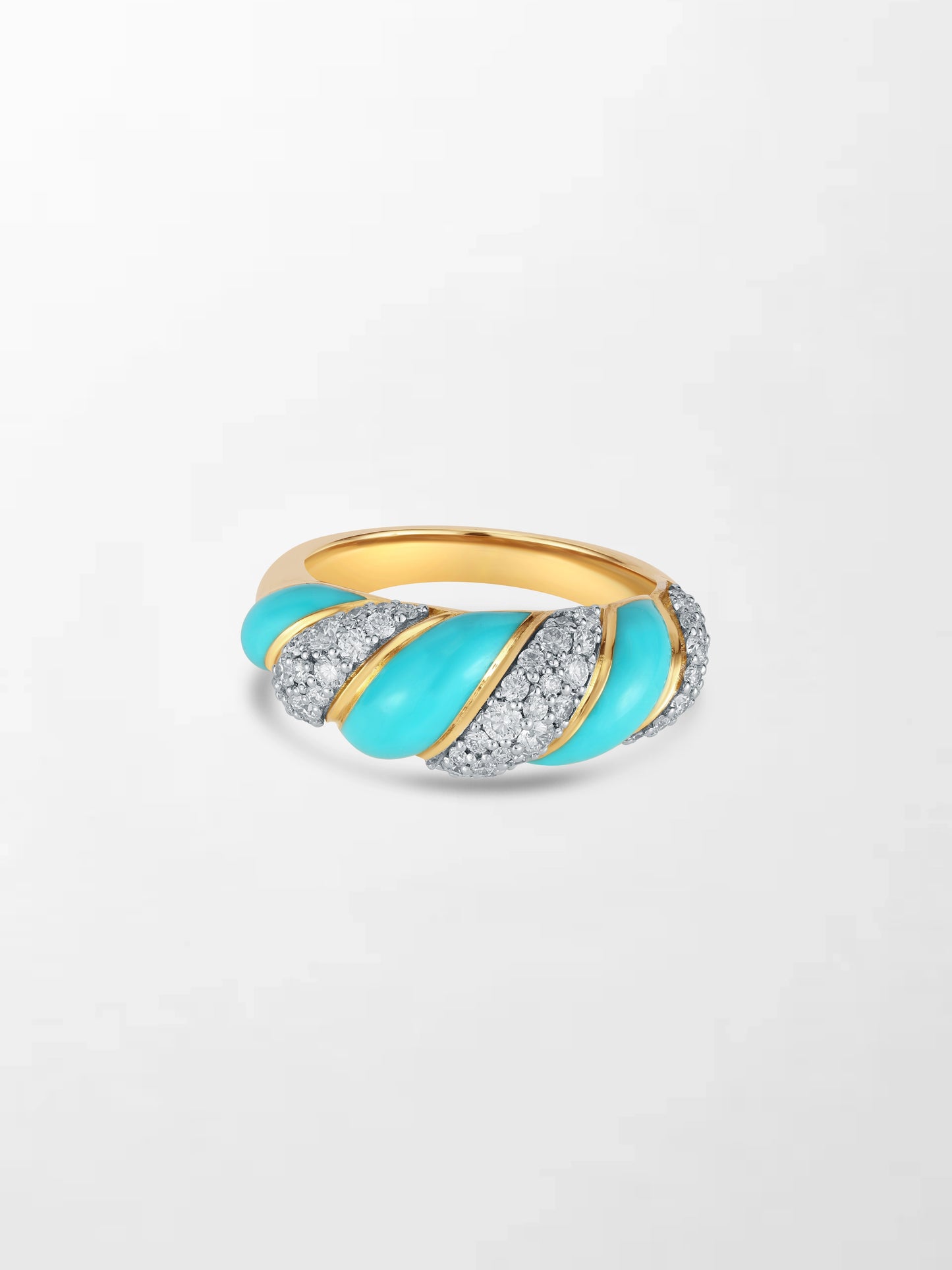 Blue Enamel Gold Diamond Band