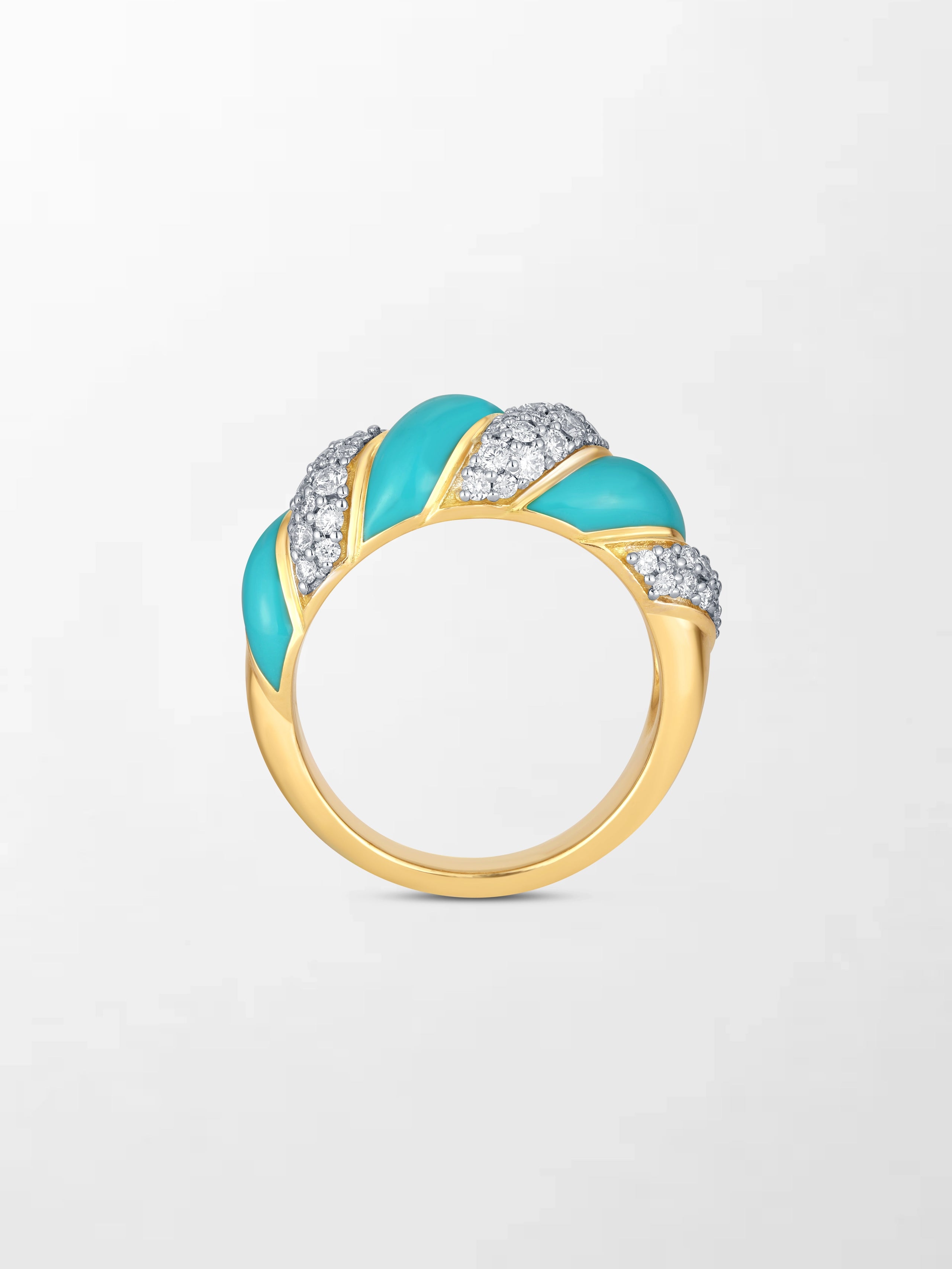 Blue Enamel Gold Diamond Band