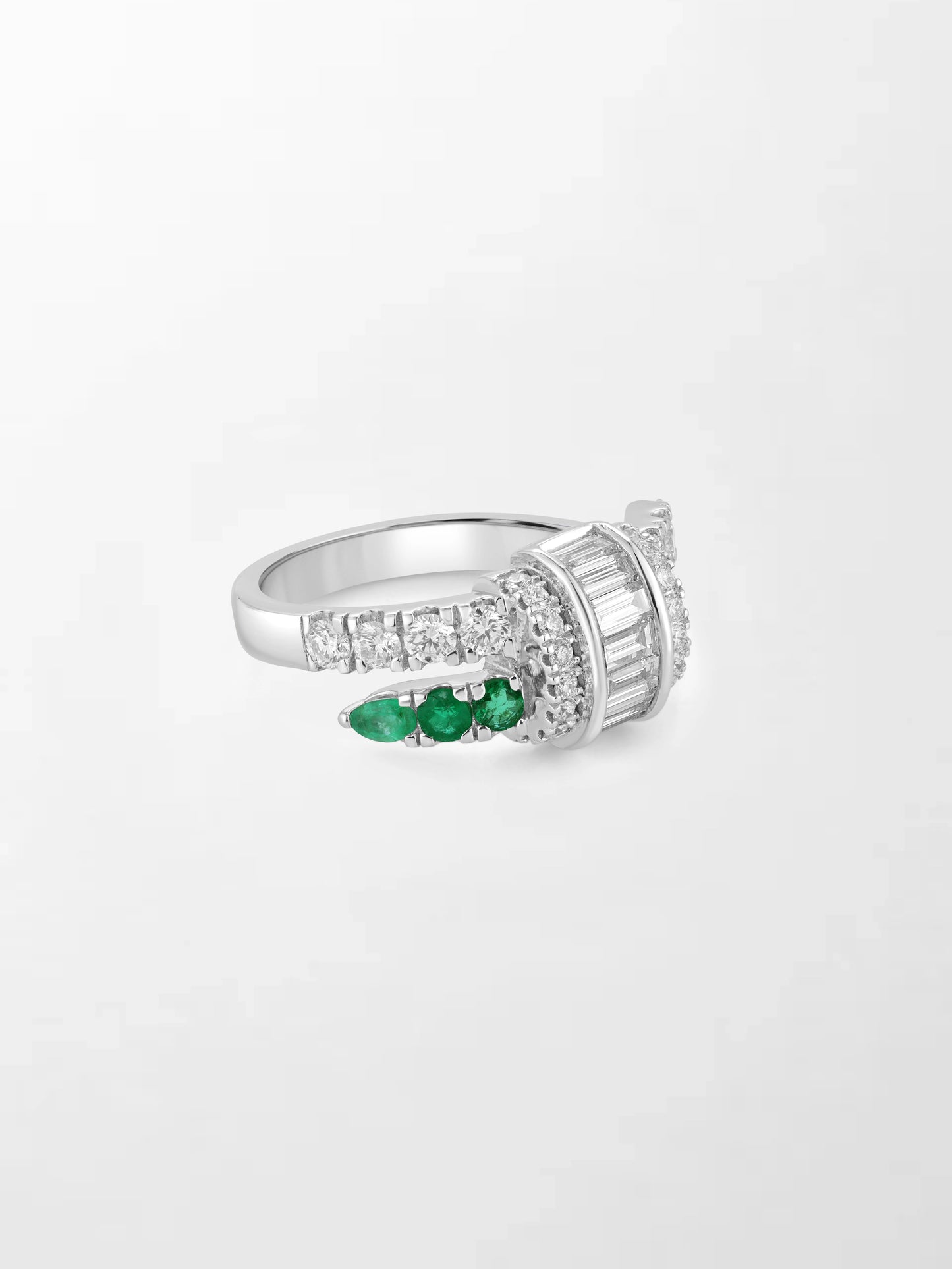 Emerald Baguette Clasp Ring