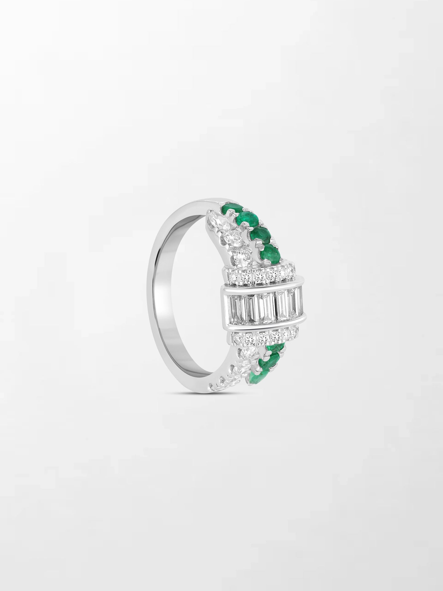 Emerald Baguette Clasp Ring